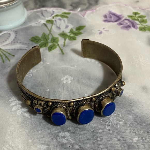 VINTAGE Lapis Cuff Bracelet - Picture 2 of 5